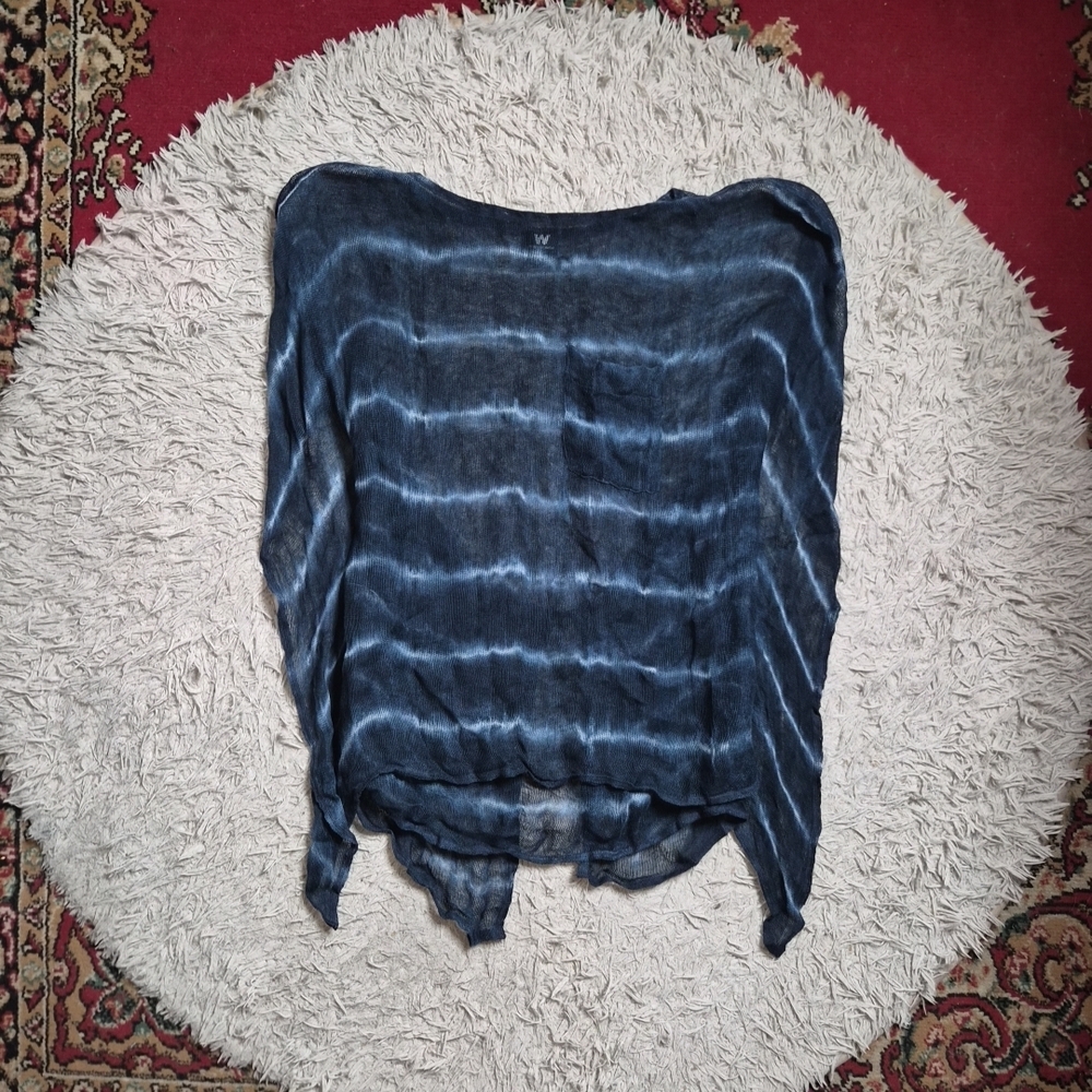 W By Worth Swim Coverup Beach Blue Tie Dye Open Knit Mesh Size P Small S Resort